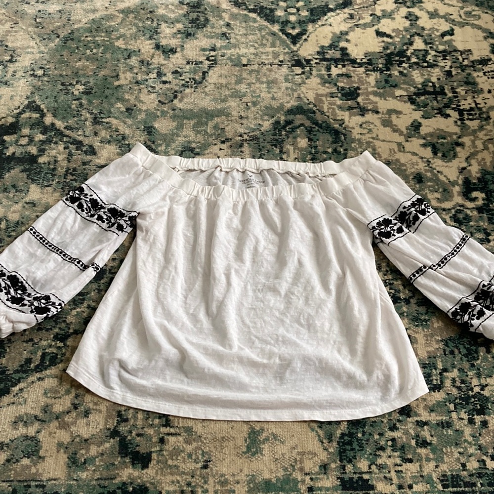 AE Off-the-Shoulder Embroidered Top